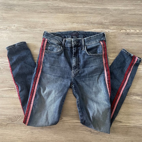 MOTHER Skinny Jeans - Dark Blue with Red Stripe W26 - Picture 2 of 7